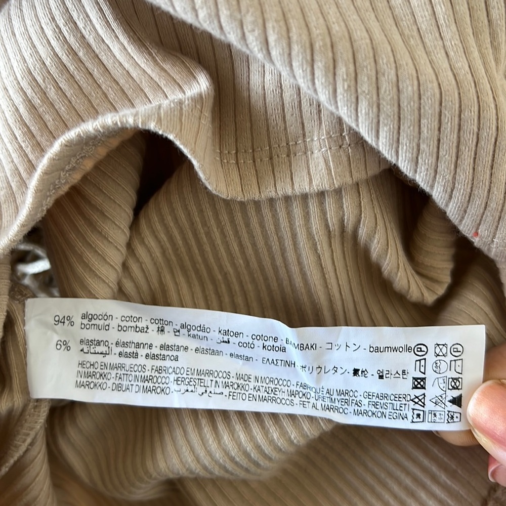 Zara Off-The-Shoulder Crop Top Beige Size S - Picture 7 of 7